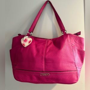 Coach pebbled leather fuchsia pink tote